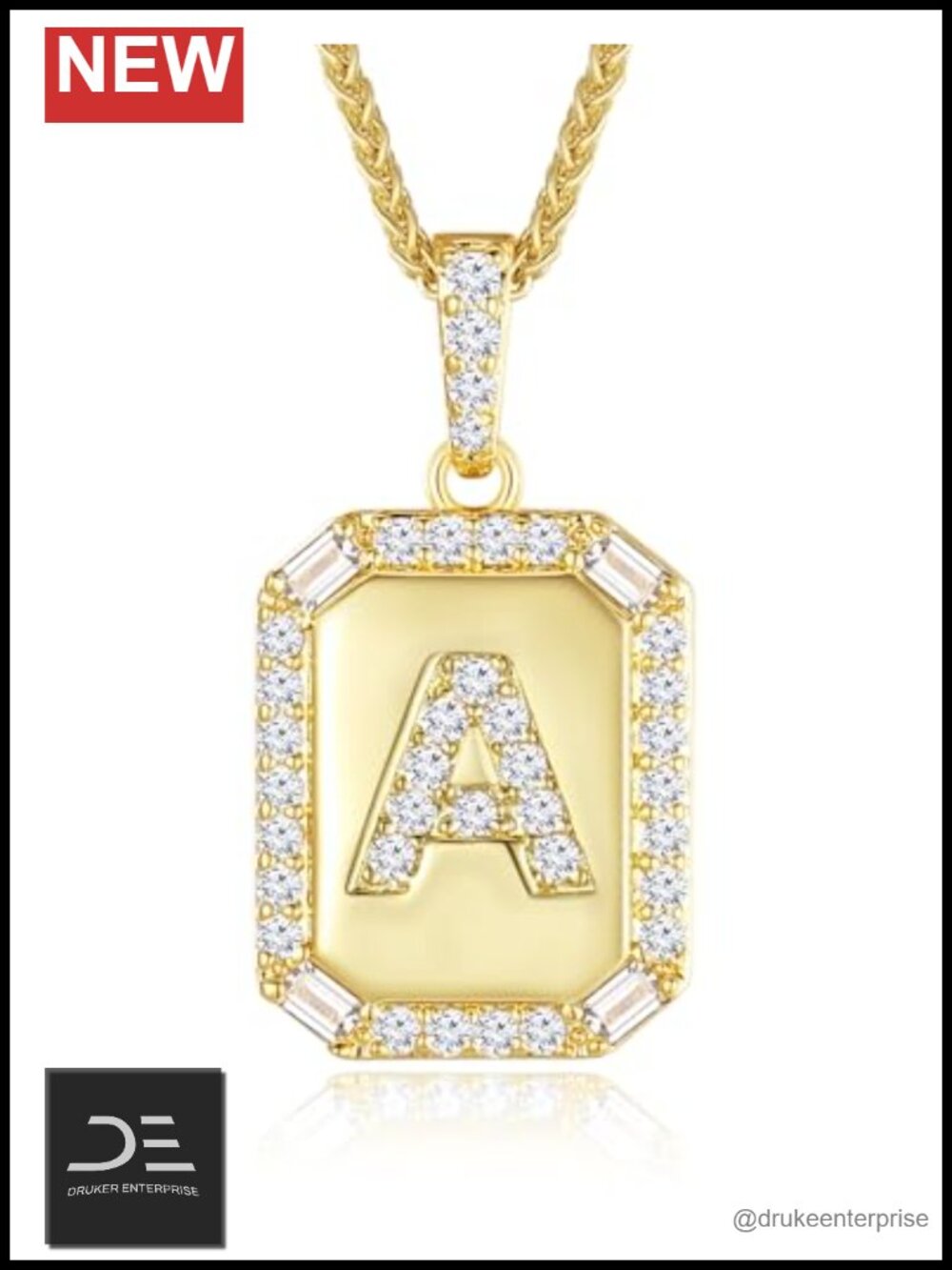 18K Gold Plated Sterling Silver Initial Necklace, Dainty Letter Pendant, Cubic